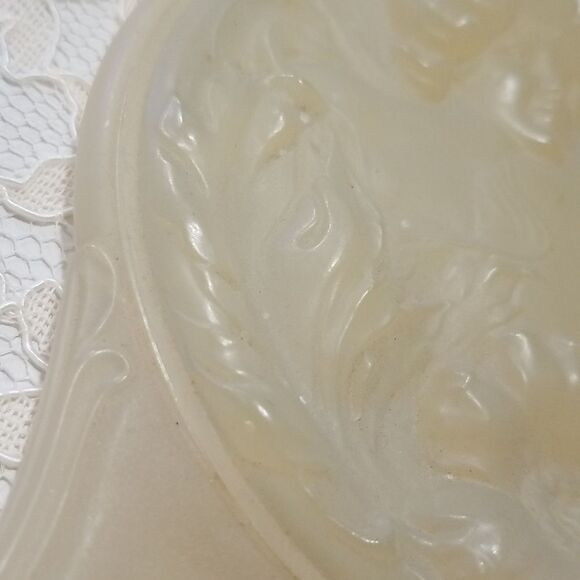 Vintage Art Nouveau hand mirror 3D with lady and flowers - Picture 5 of 12